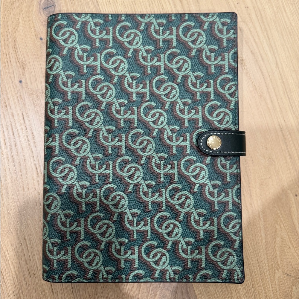 Coach Green and Brown Patterned Notebook